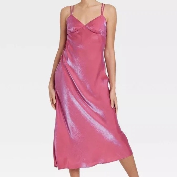 Wild Fable Women's Iridescent Pink Purple Maxi Dress Sz XXS Y2k Mermaid Barbie - Picture 10 of 11